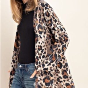 Cheetah print long cardigan